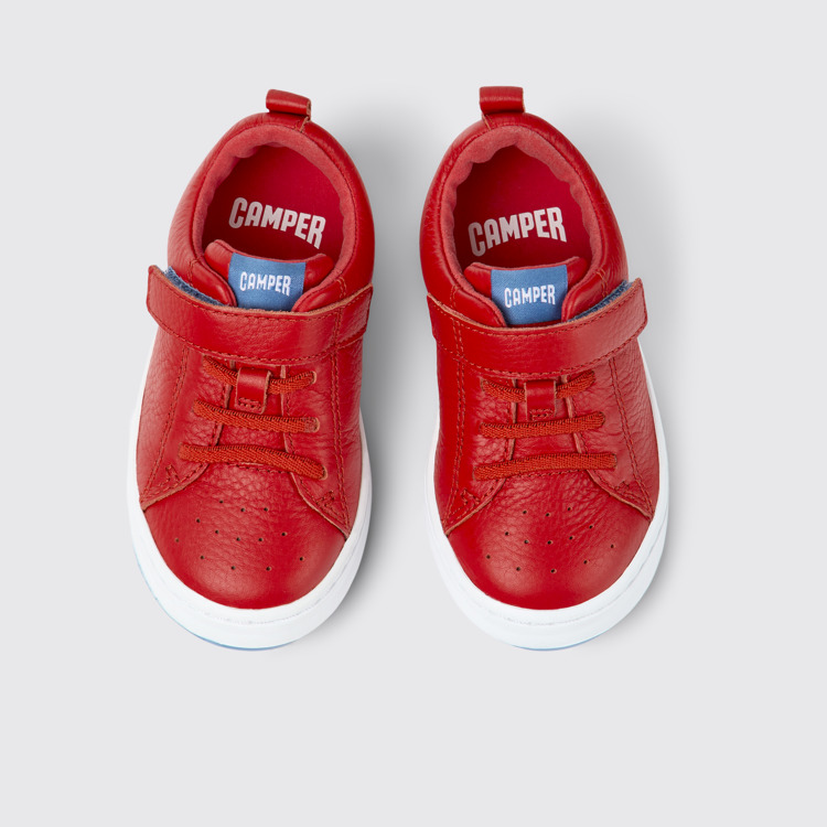 Overhead view of Runner Red leather sneakers for kids