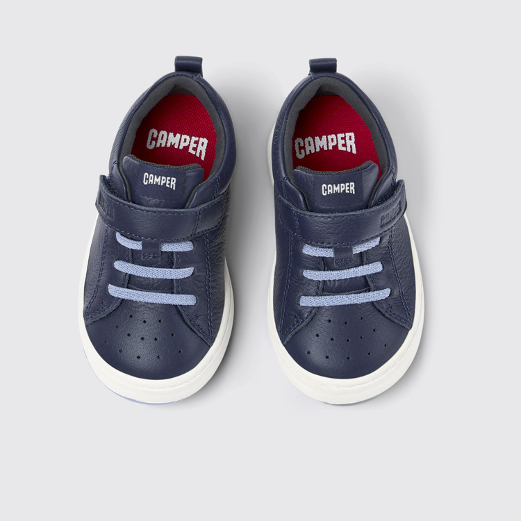 Overhead view of Runner Blue Leather Sneaker