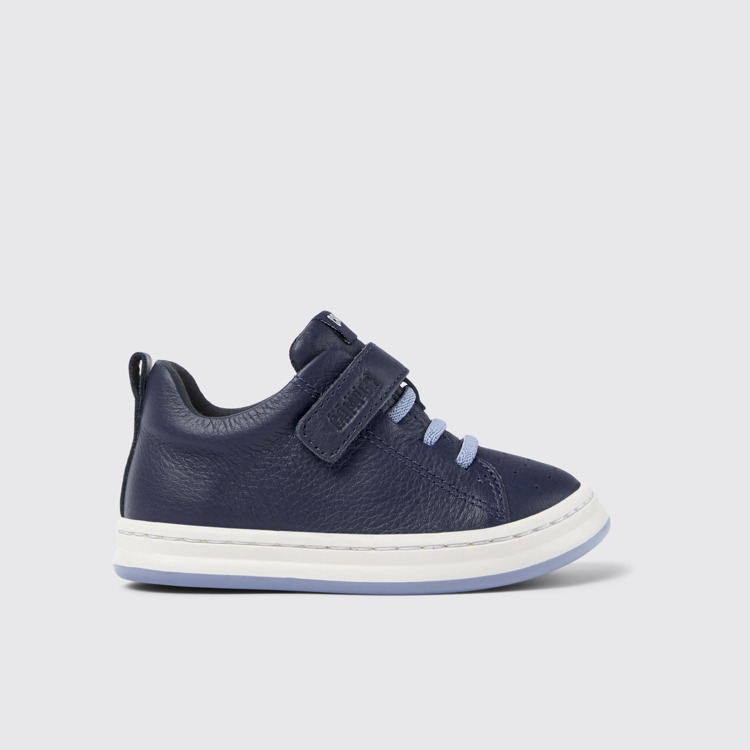 Side view of Runner Blue Leather Sneaker