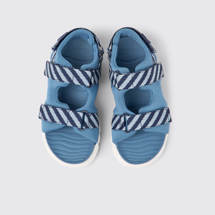 Overhead view of Oruga Multicolored textile sandals for kids