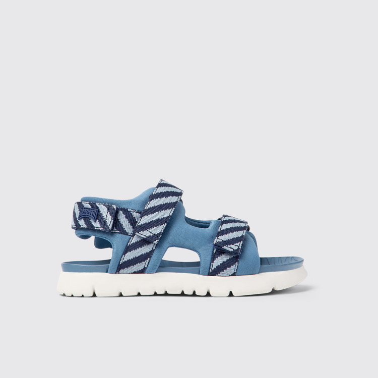 Side view of Oruga Multicolored textile sandals for kids