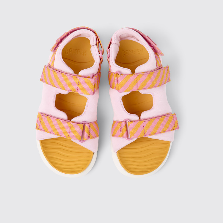 Overhead view of Oruga Multicolored textile sandals for kids