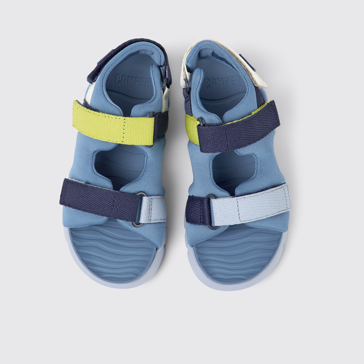 Overhead view of Twins Blue textile sandals for kids