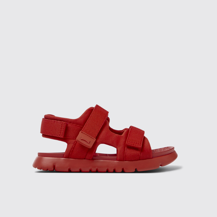 Side view of Oruga Red Textile Kids' Sandal.