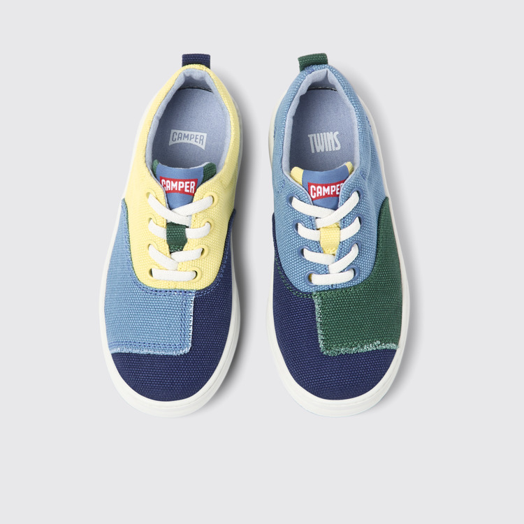 Overhead view of Twins Multicolored textile sneakers for kids