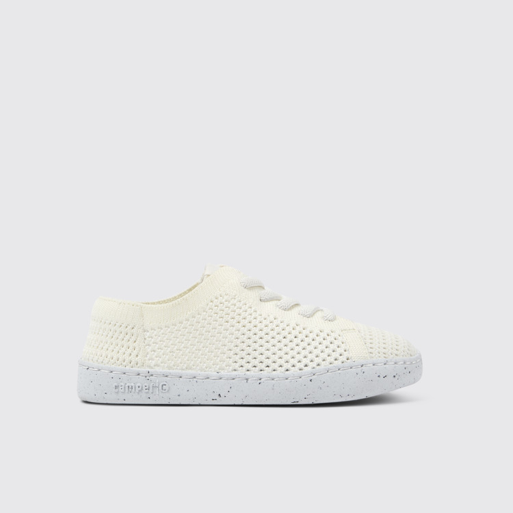 Side view of Peu Touring White textile shoes for kids