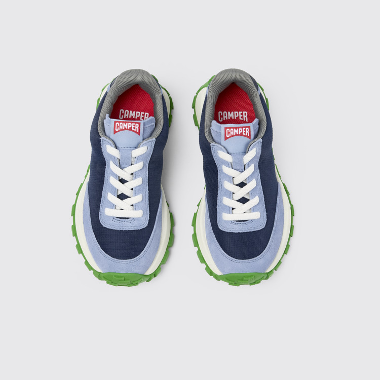 Overhead view of Drift Trail Blue Textile/Nubuck Sneaker