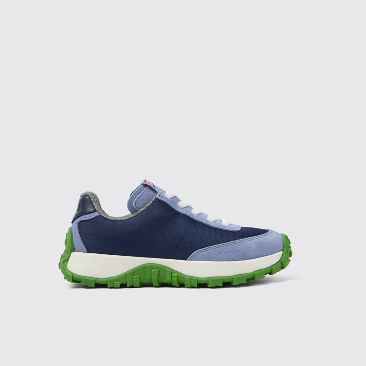 Side view of Drift Trail Blue Textile/Nubuck Sneaker