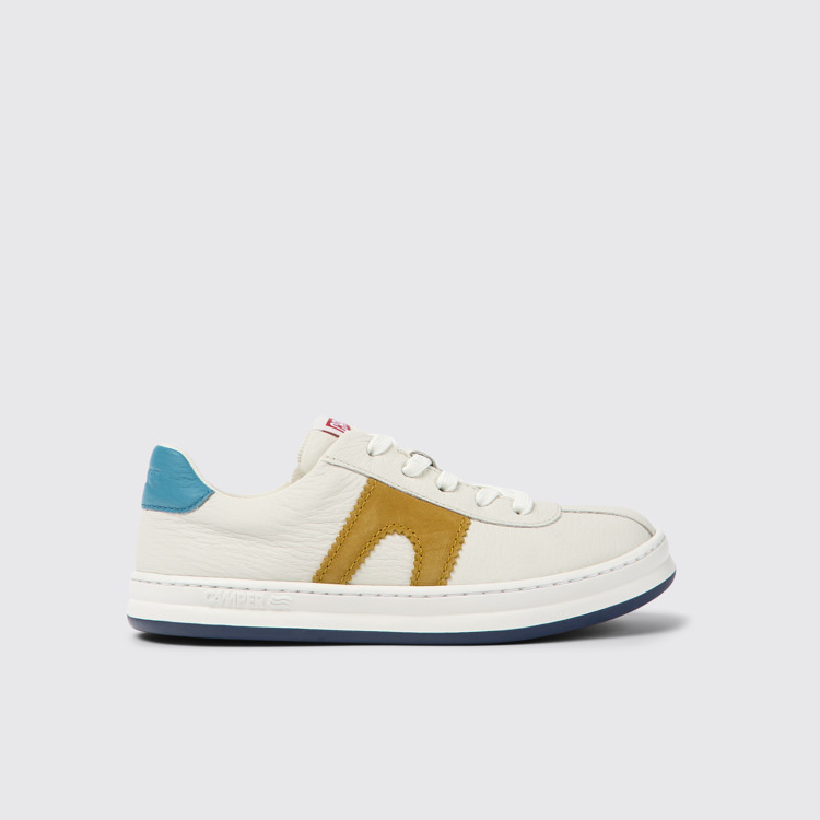 Side view of Twins White leather and nubuck sneakers for kids