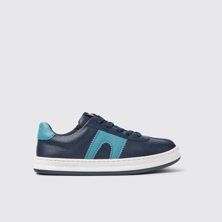 Side view of Runner Dark blue leather sneakers for kids