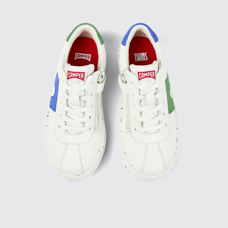 Overhead view of Twins White Leather Sneaker