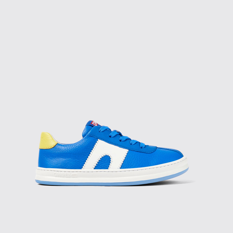 Side view of Twins Blue Leather Sneaker