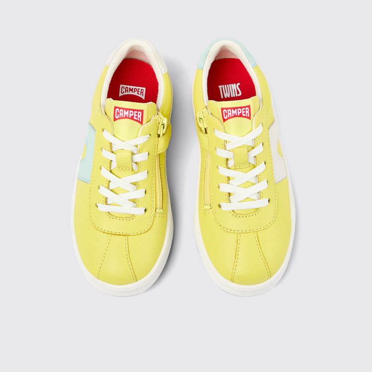 Overhead view of Twins Yellow Leather Sneaker