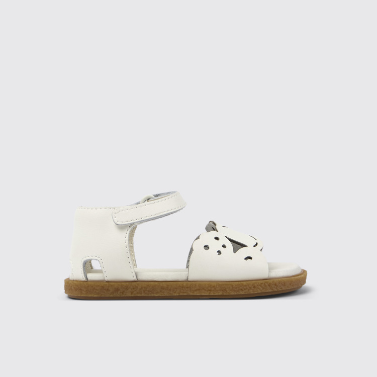 Side view of Twins White Leather 2-Strap Sandal