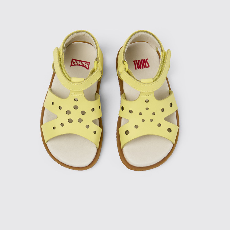 Overhead view of Twins Yellow Leather Sandal