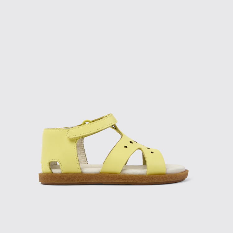 Side view of Twins Yellow Leather Sandal