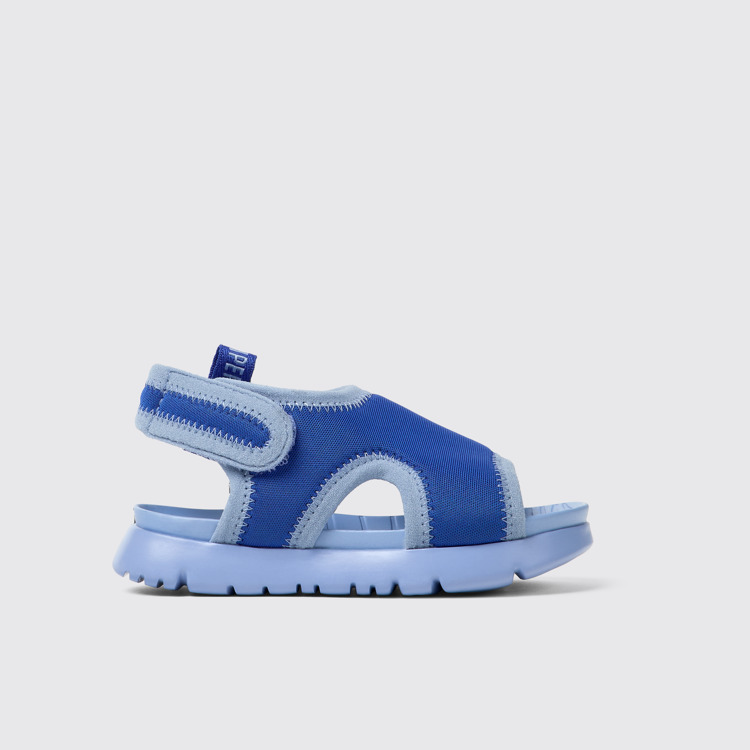 Side view of Oruga Blue Textile Sandal