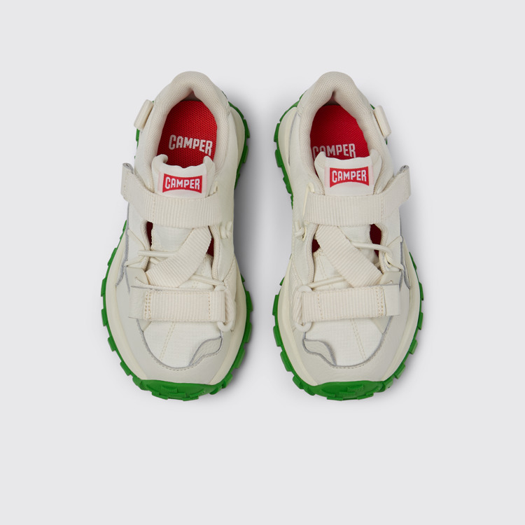 Overhead view of Drift Trail White Textile/Leather Sneaker