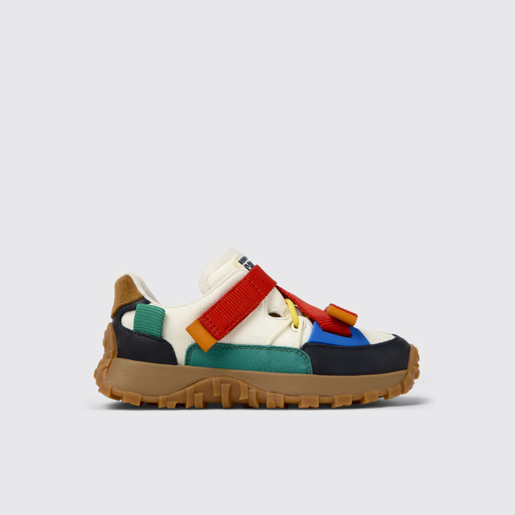 Bobo Choses x Camper Sabata infantil semioberta de teixit i pell multicolor.