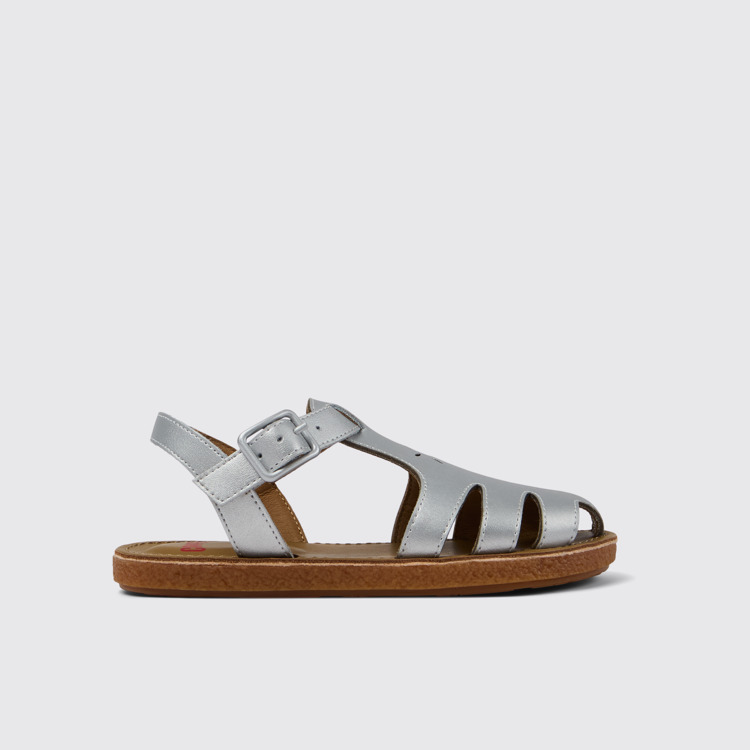 Side view of Miko Gray Leather Sandal