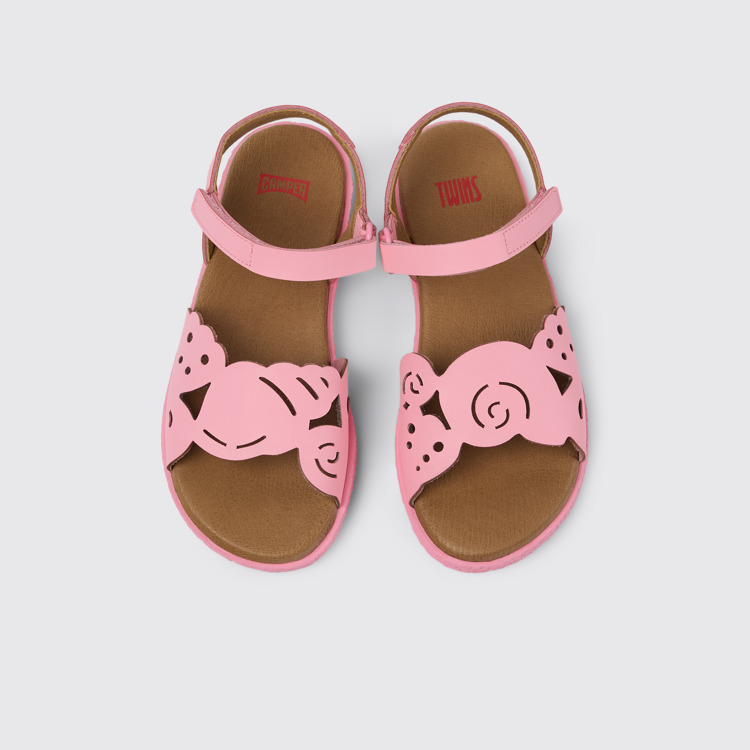 Overhead view of Twins Pink Leather Sandal