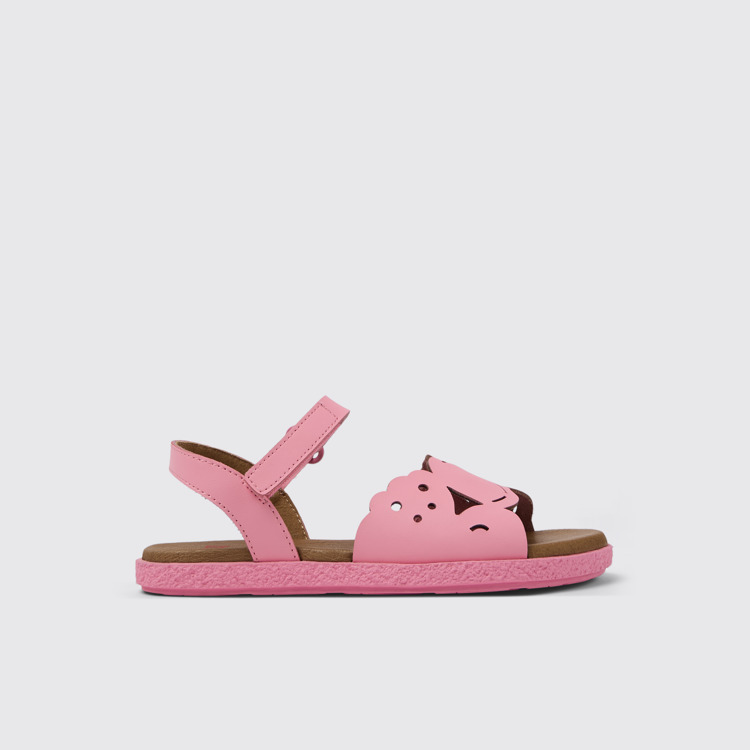 Side view of Twins Pink Leather Sandal