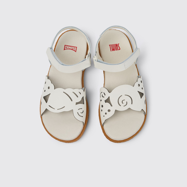 Overhead view of Twins White Leather Sandal