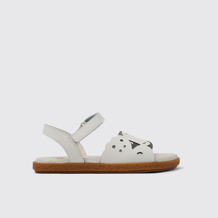 Side view of Twins White Leather Sandal