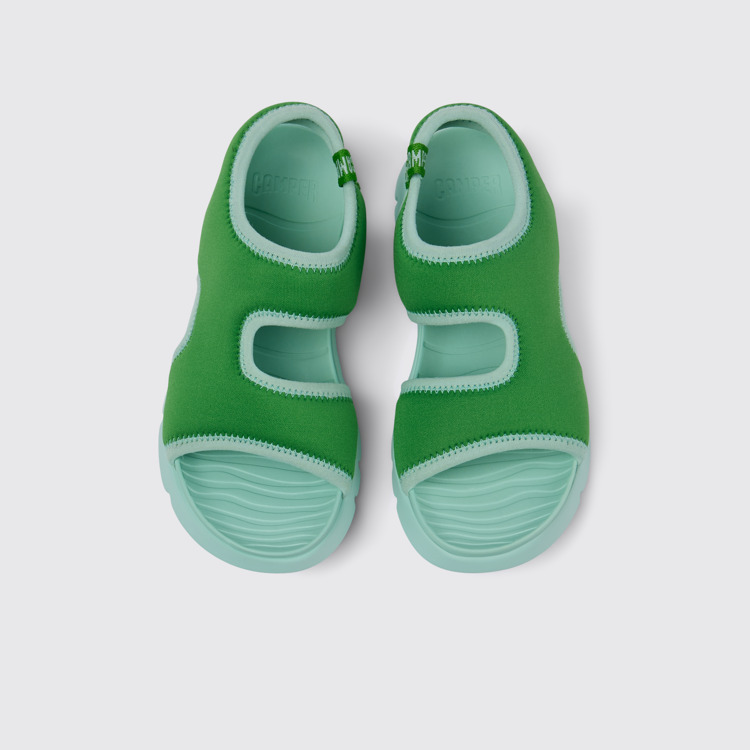 Overhead view of Oruga Green Textile Sandal