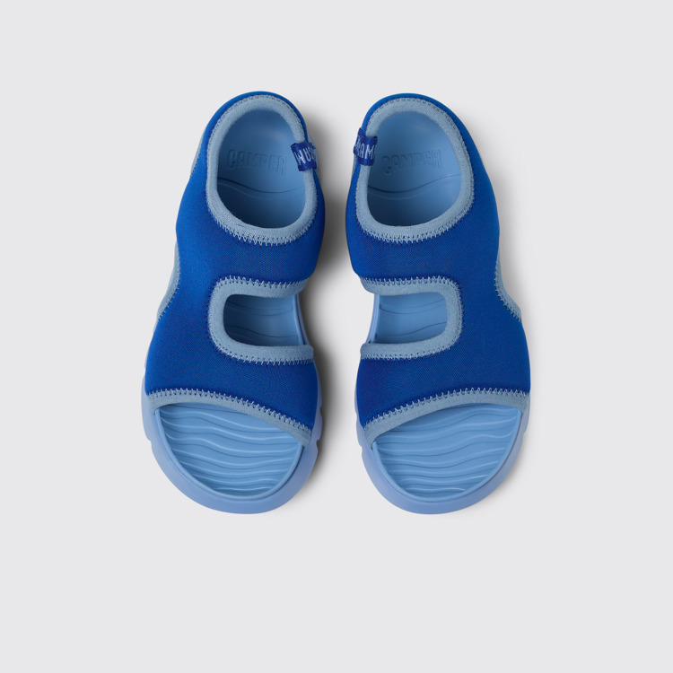 Overhead view of Oruga Blue Textile Sandal