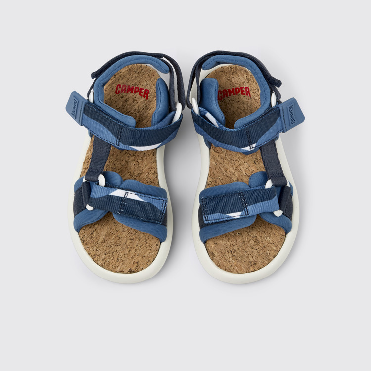 Overhead view of Pelotas Flota Multicolored Recycled PET Sandals for Kids.