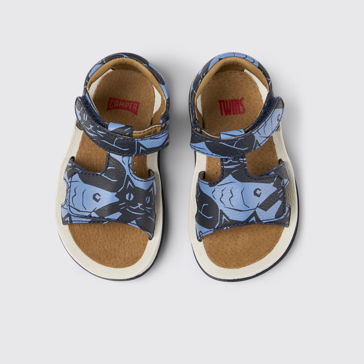 Twins Sandales en cuir bleu pour enfant.