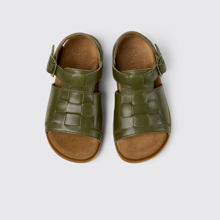 Overhead view of Brutus Sandal Green Leather Sandal