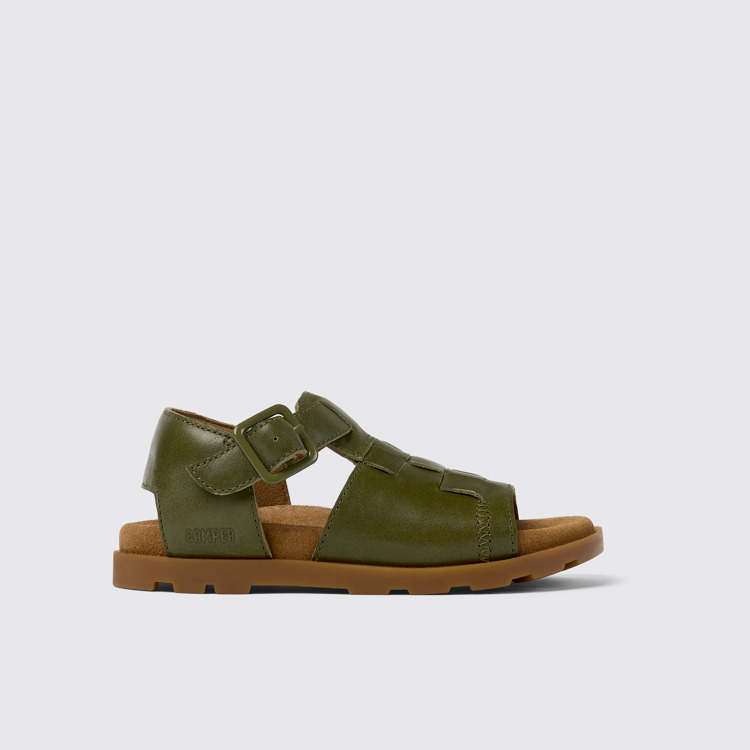 Side view of Brutus Sandal Green Leather Sandal