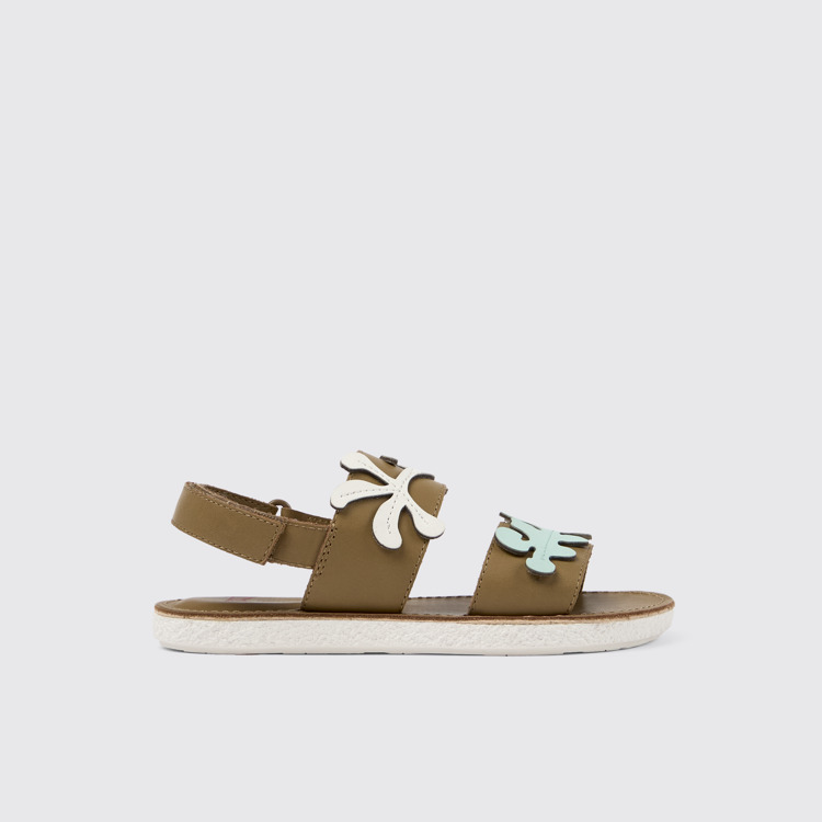 Side view of Twins Brown Leather 2-Strap Sandal