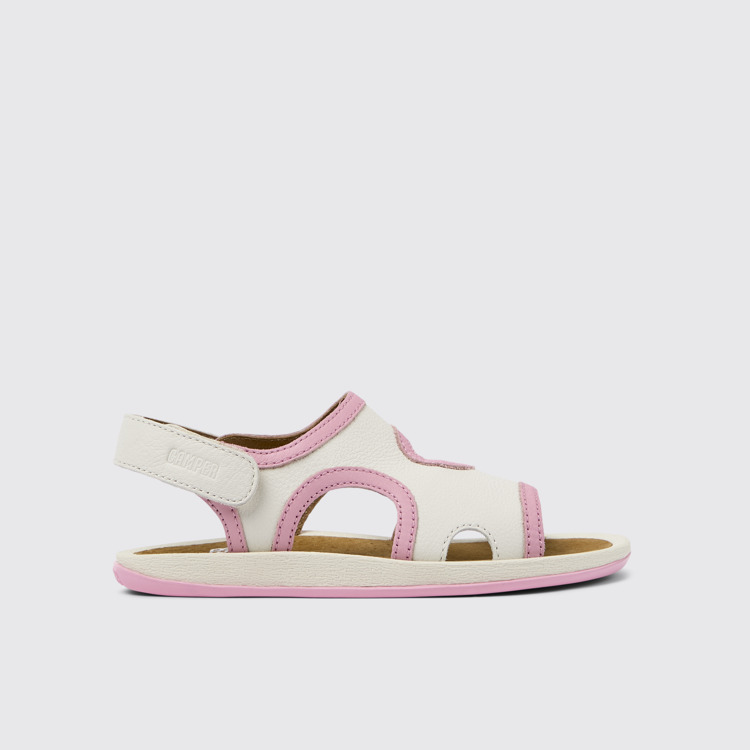 Side view of Bicho White Leather 2-Strap Sandal