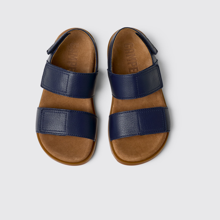 Overhead view of Brutus Sandal Blue Leather 2-Strap Sandal