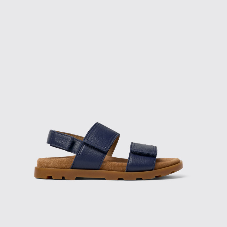 Side view of Brutus Sandal Blue Leather 2-Strap Sandal