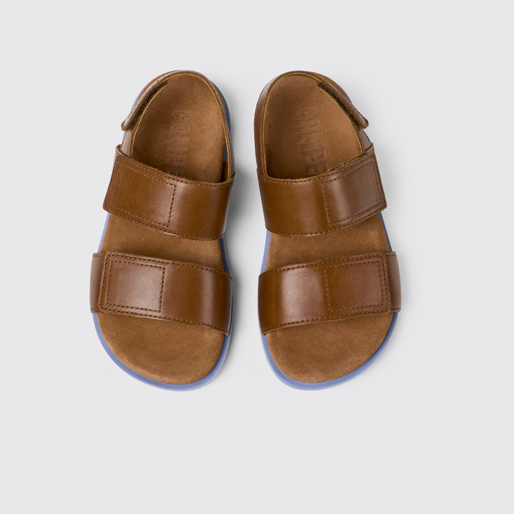 Overhead view of Brutus Sandal Brown Leather 2-Strap Sandal