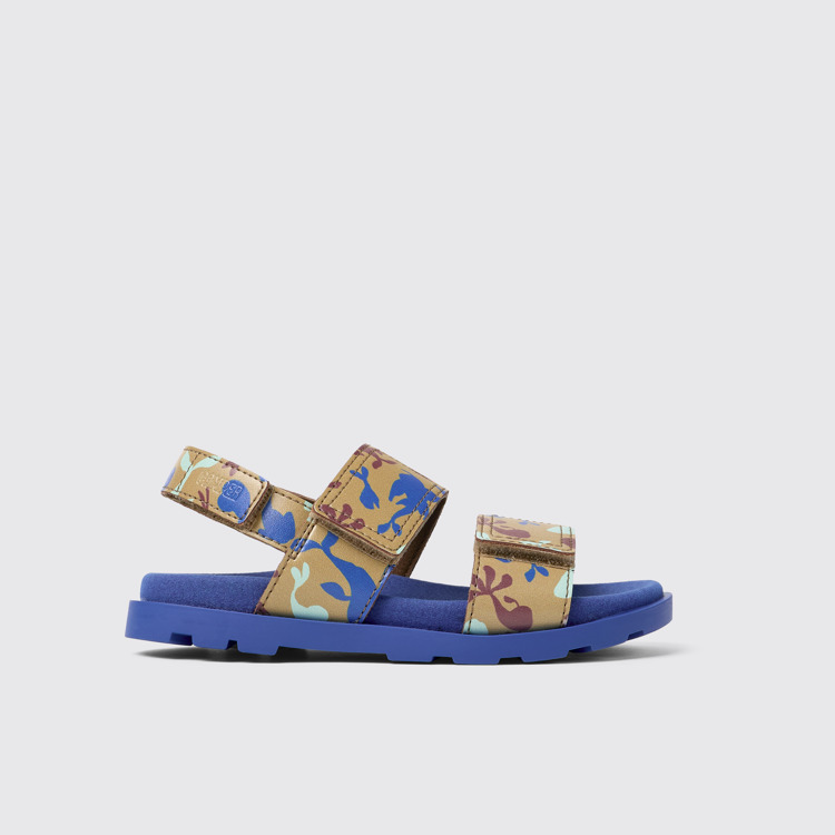 Side view of Brutus Sandal Multicolored Leather 2-Strap Sandal