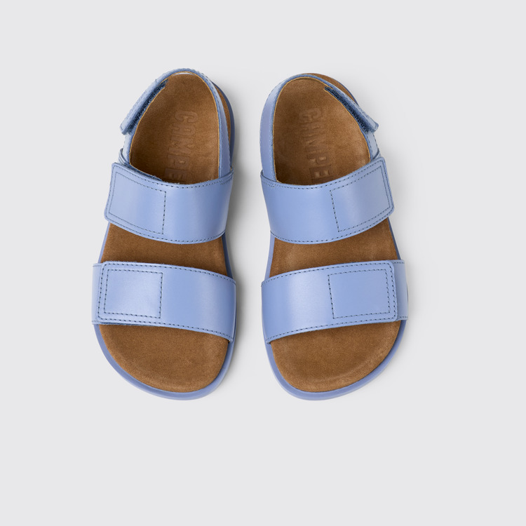 Overhead view of Brutus Sandal Blue Leather 2-Strap Sandal