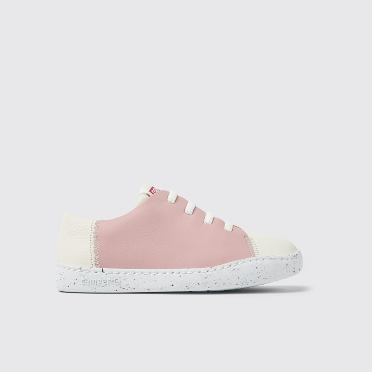 Side view of Twins Multicolor leather and nubuck sneakers for kids