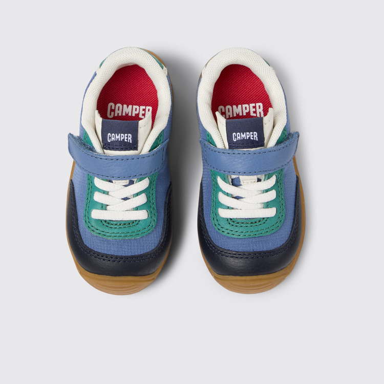 Overhead view of Dadda Multicolor Textile and Leather Sneakers for Kids.