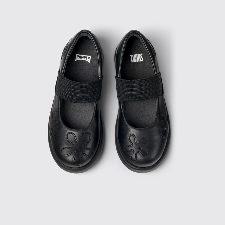 Overhead view of Twins Black leather shoes for kids