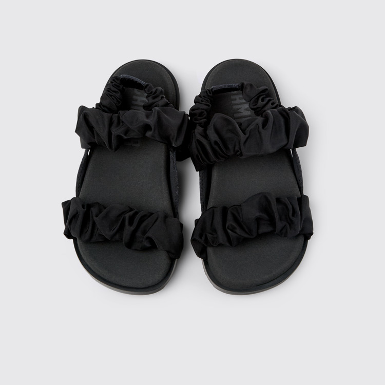 Overhead view of Brutus Sandal Black Leather and Recycled PET Sandals for Kids.