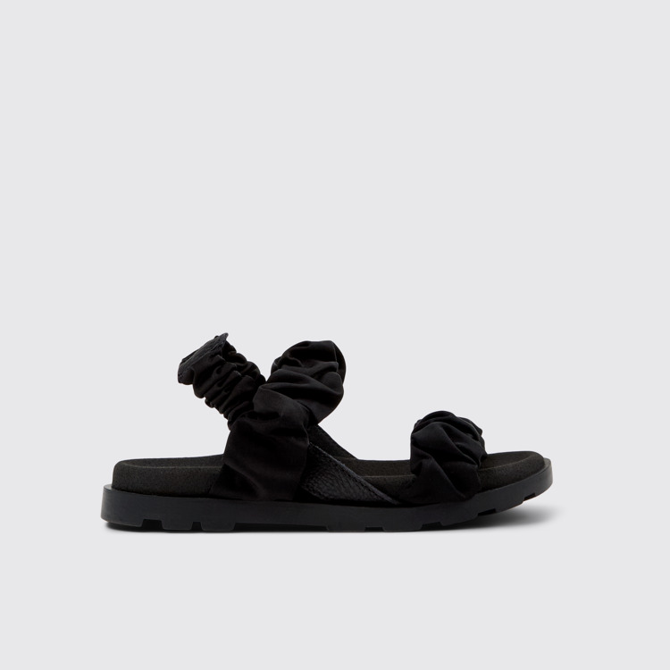 Side view of Brutus Sandal Black Leather and Recycled PET Sandals for Kids.