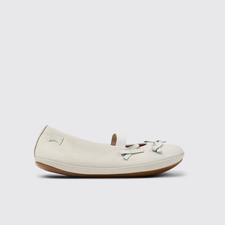 Twins Ballerines en cuir blanc pour enfant.