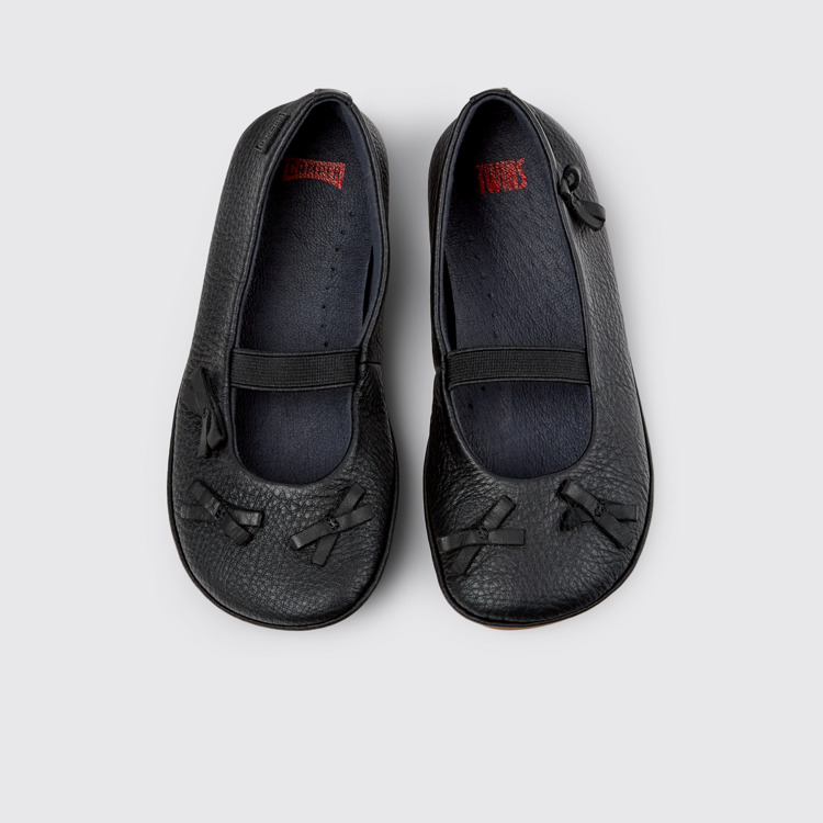 Twins Ballerines en cuir noir pour enfant.