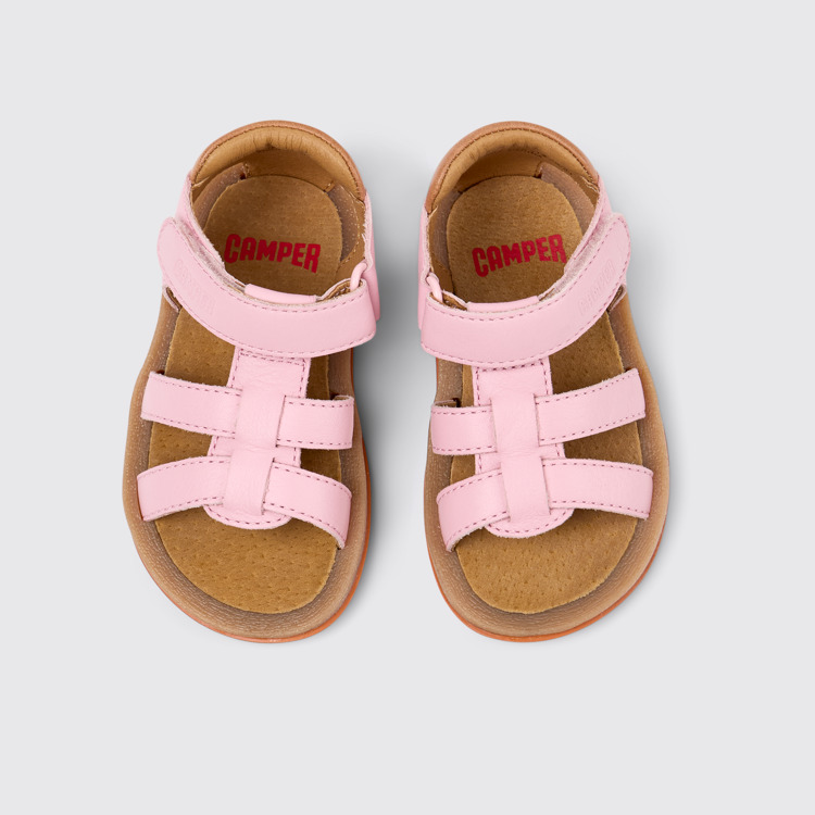 Overhead view of Bicho Multicolor Leather Sandals for Kids.