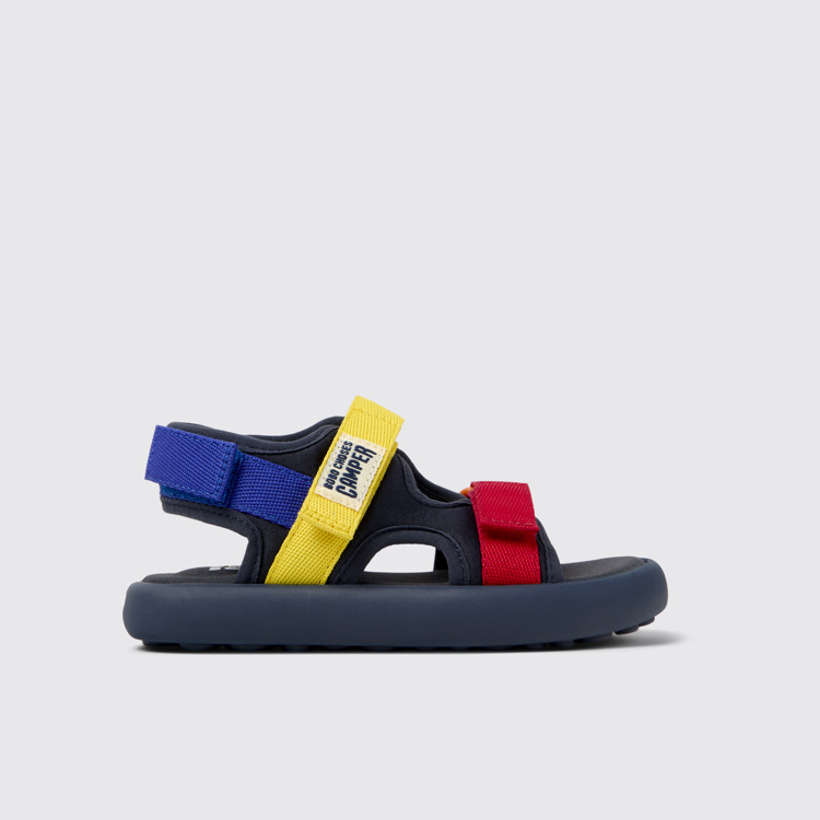 Side view of Bobo Choses x Camper Multicolor Textile Sandals for Kids.